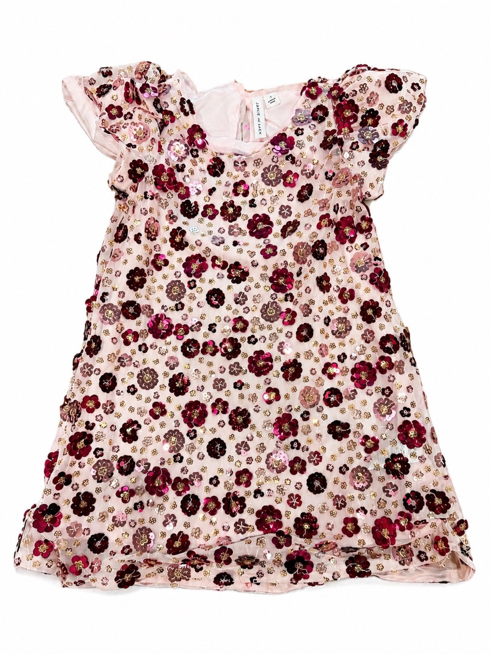 Kids Floral Pink Sequin Party Dress